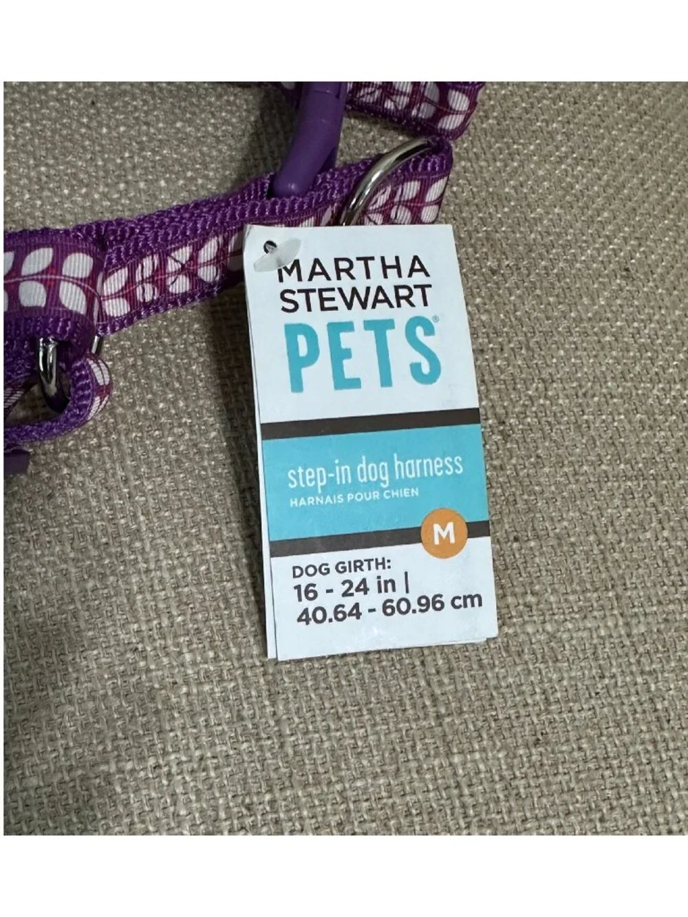 Martha Stewart Step in Dog Harness Purple & White Easy Walk Size M